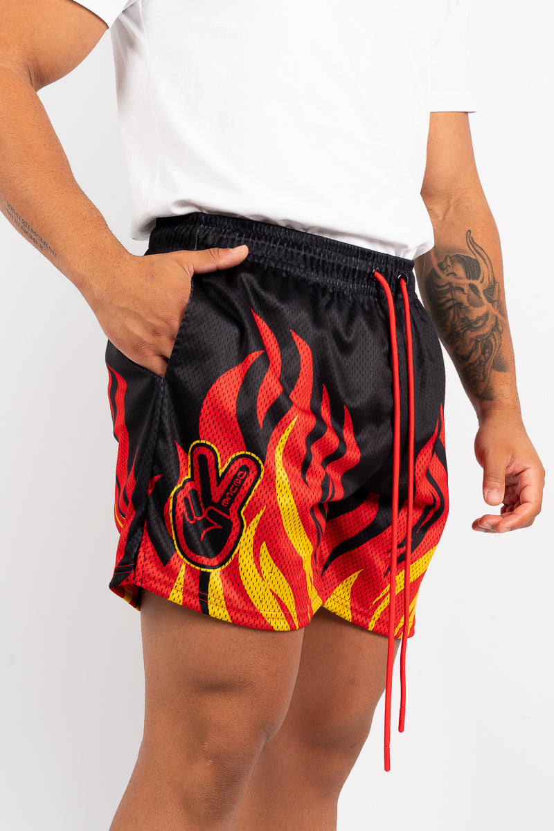 ウェア DEUCE MESH SHORTS | FIRE FLAMES Deuce Mesh Shorts | Fire Flames – Deuce Brand