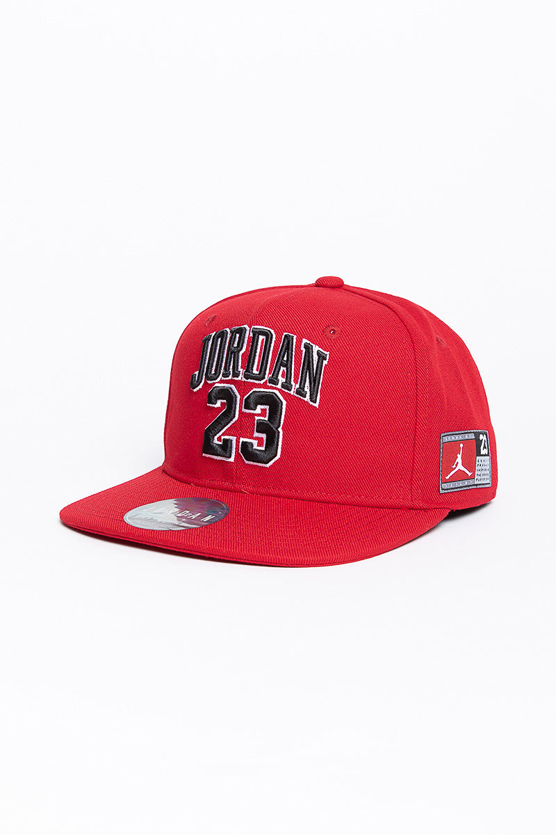 Number 23 Collegiate Varsity Snapback Cap - Flat Bill, Embroidered, Red With Green Undervisor