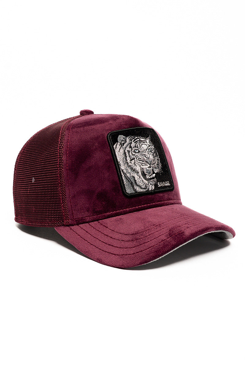 Suede Velour Tiger Trucker Cap