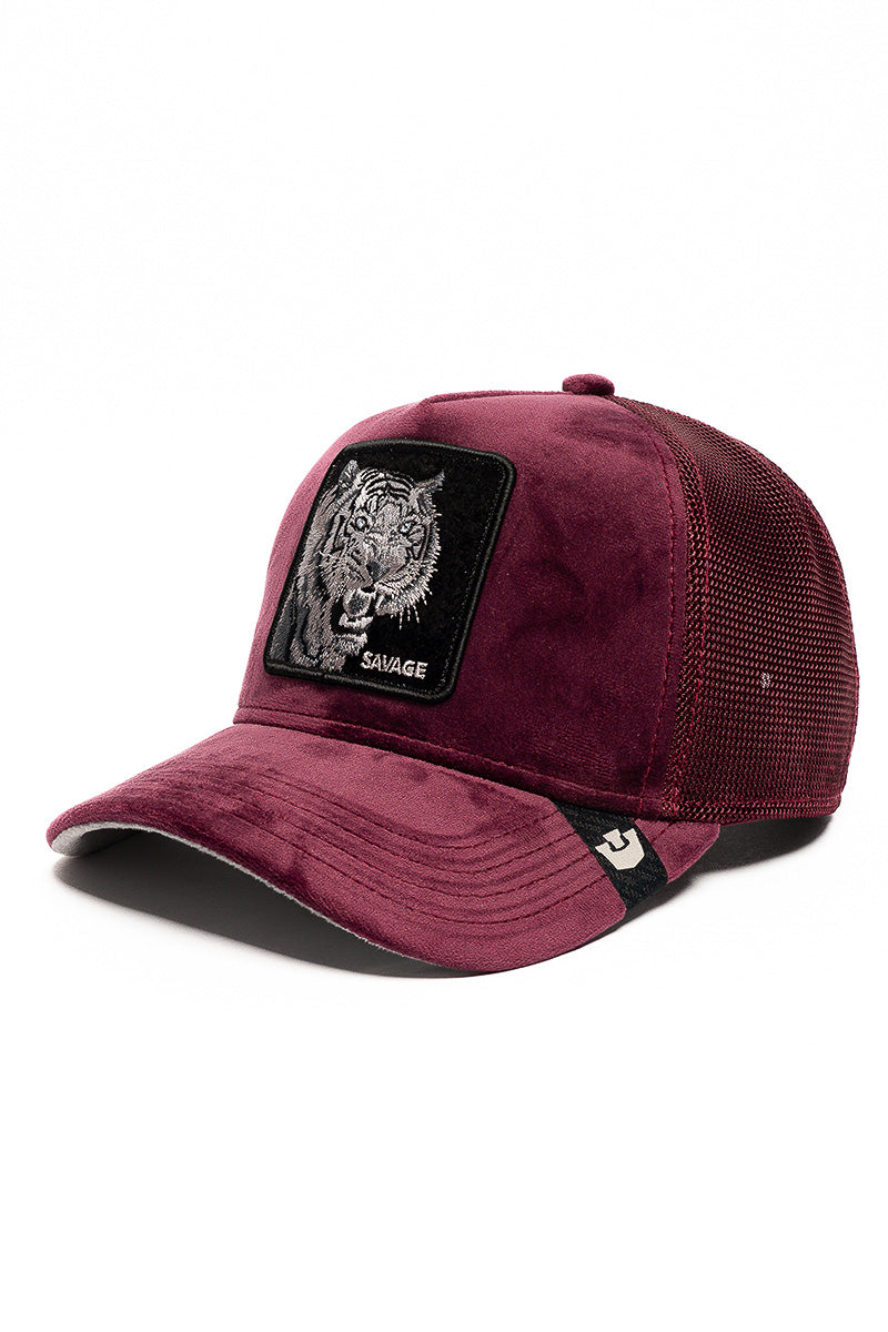 Suede Velour Tiger Trucker Cap