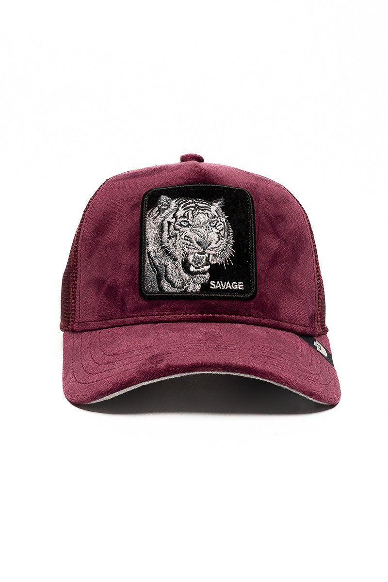 Suede Velour Tiger Trucker Cap