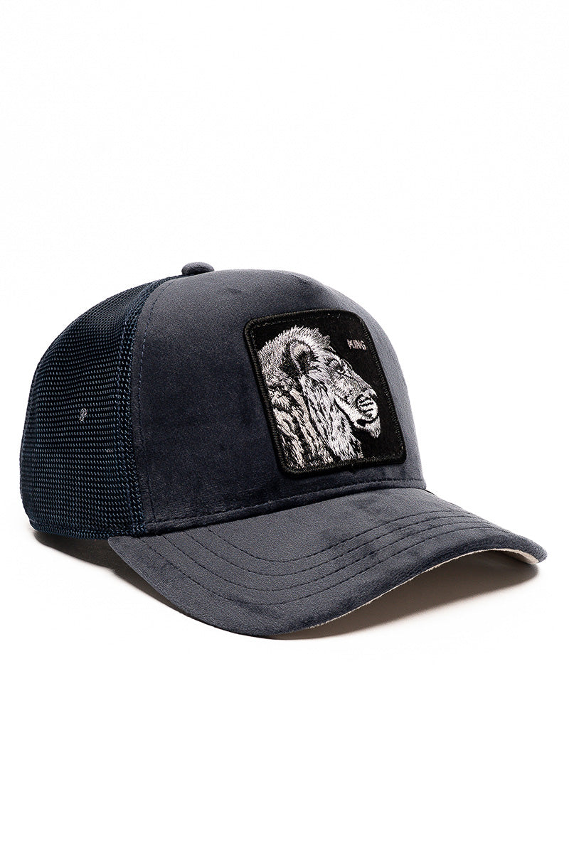 Suede Velour Lion Trucker Cap