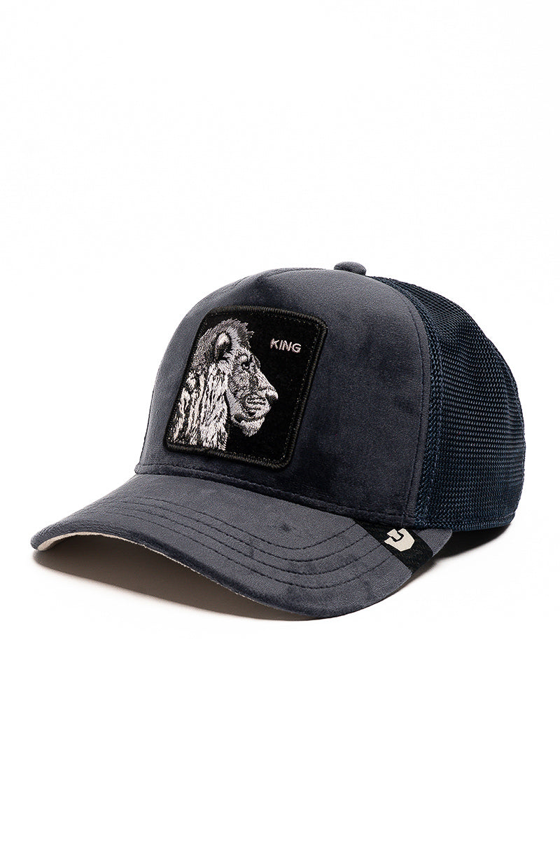 Suede Velour Lion Trucker Cap