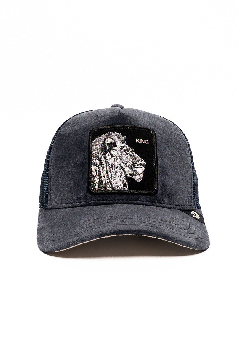 Suede Velour Lion Trucker Cap