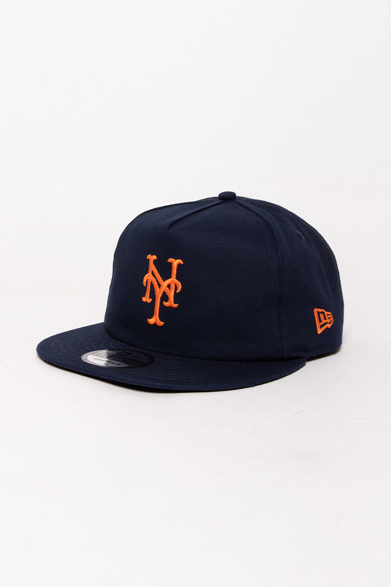 NY Mets Navy Golfer Leather Strapback