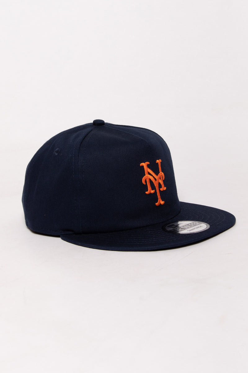 NY Mets Navy Golfer Leather Strapback