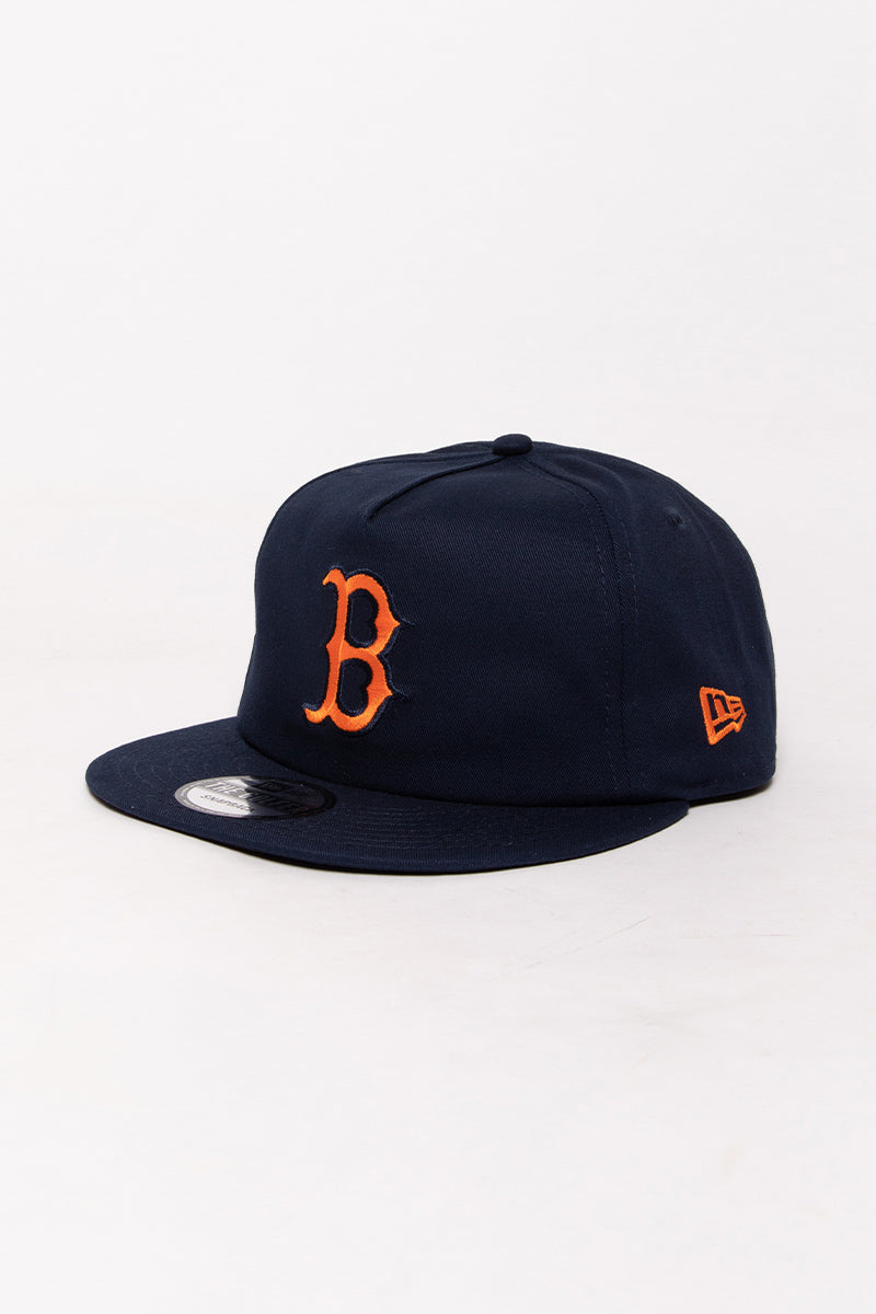 Boston Red Sox Navy Golfer Leather Strapback