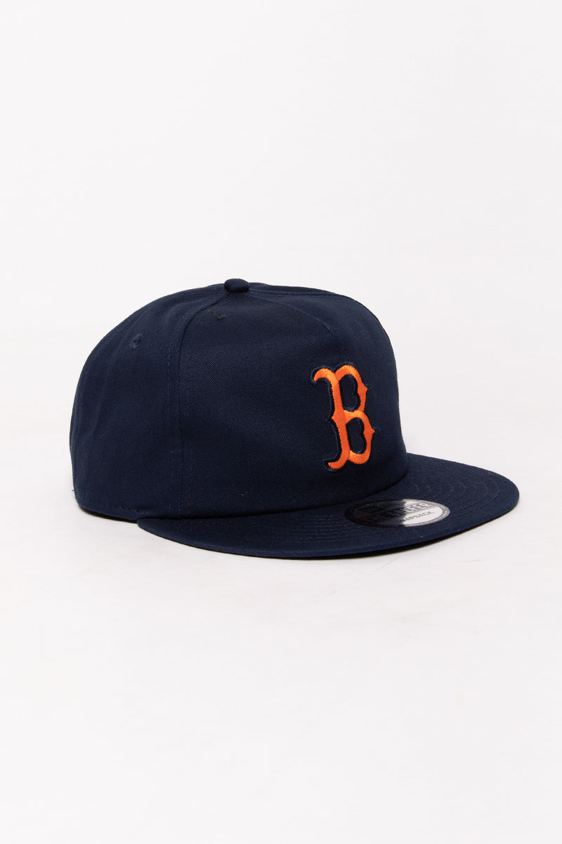 Boston Red Sox Navy Golfer Leather Strapback