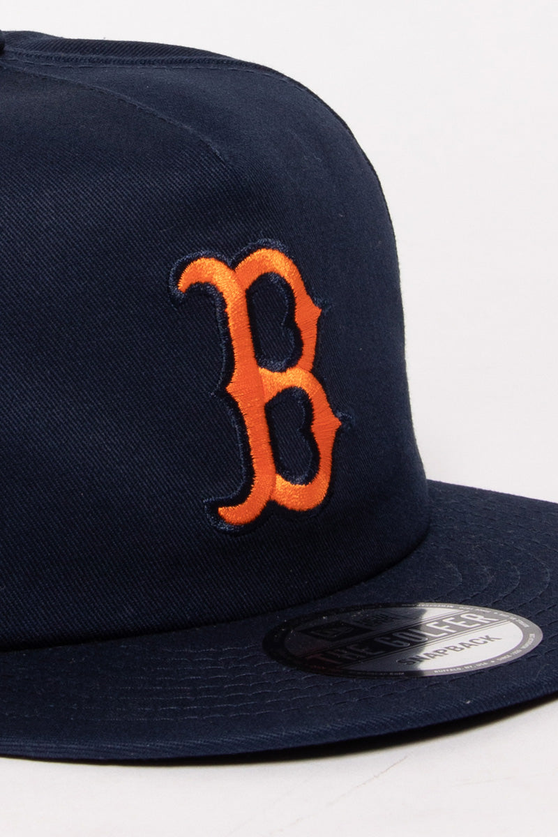 Boston Red Sox Navy Golfer Leather Strapback