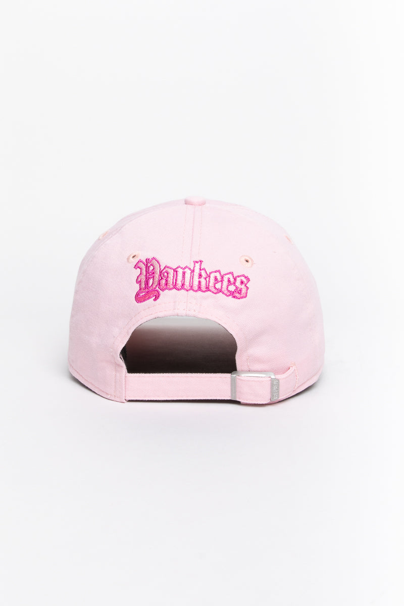 NY Yankees Pink Gothic Script Casual Classic Cap