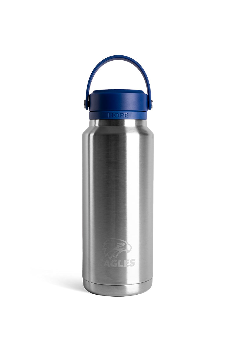 West Coast Eagles Silver Insulated 1L Water Bottle