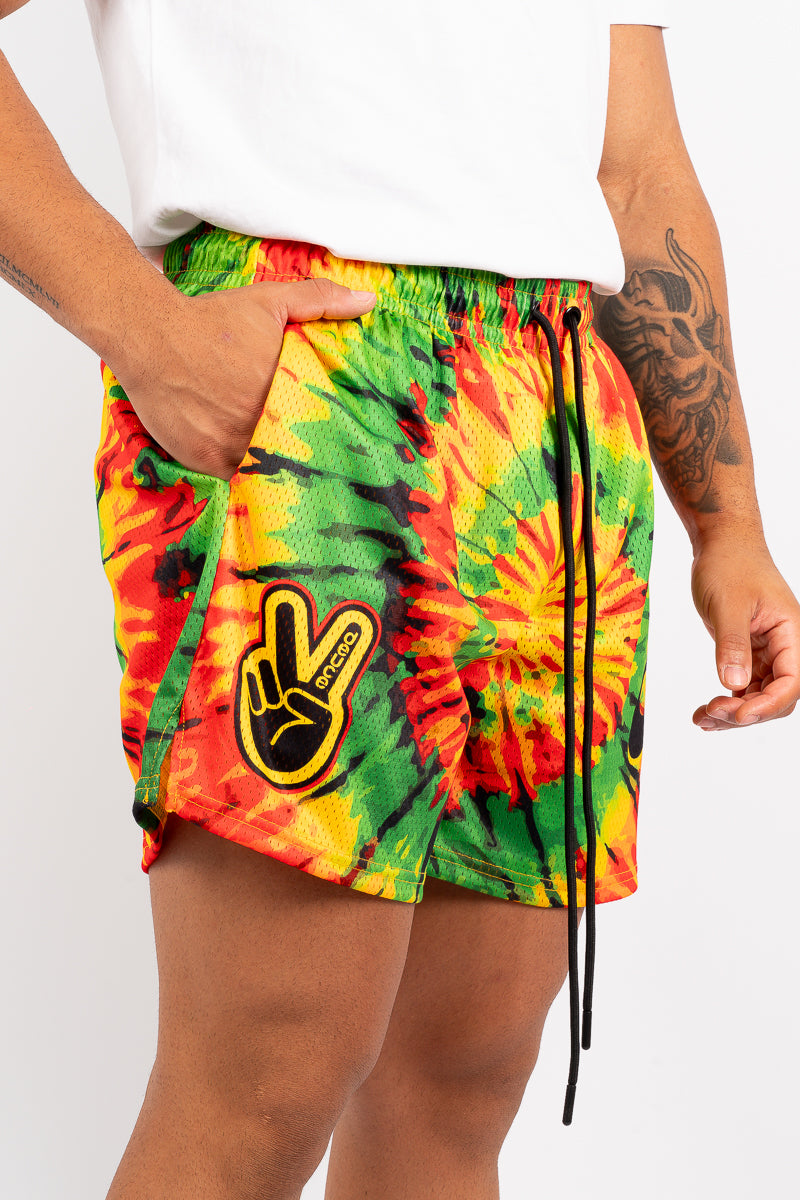 Deuce Rasta Tie-Dye Mesh Shorts