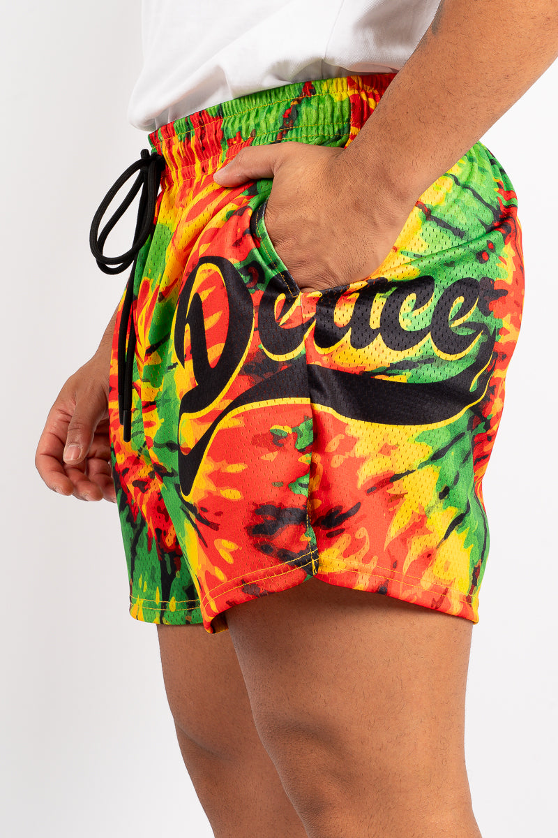 Deuce Rasta Tie-Dye Mesh Shorts