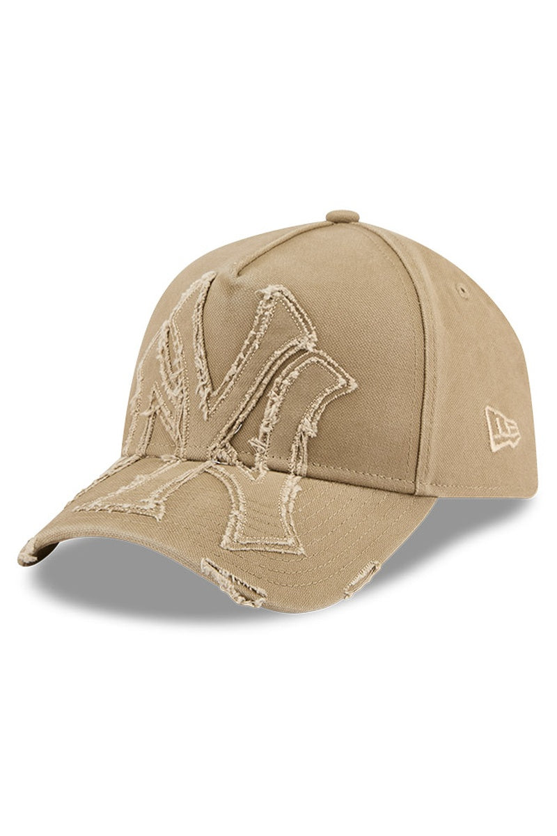 NY Yankees Khaki Distressed NY 940 A-Frame Cap - Mens
