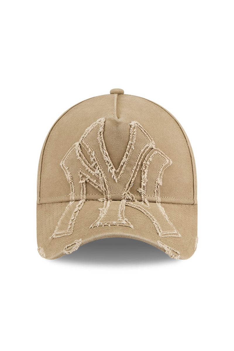 NY Yankees Khaki Distressed NY 940 A-Frame Cap - Mens