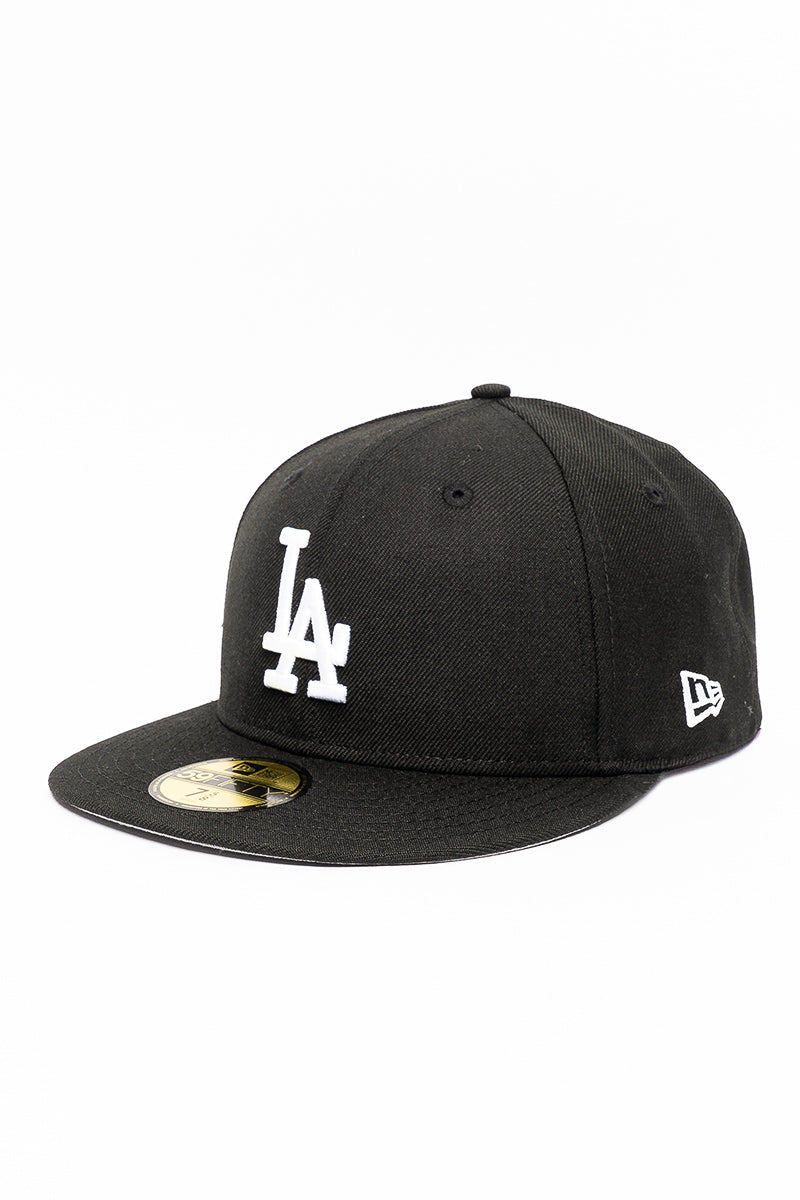LA Dodgers 59Fifty Blk/Wht Fitted Cap