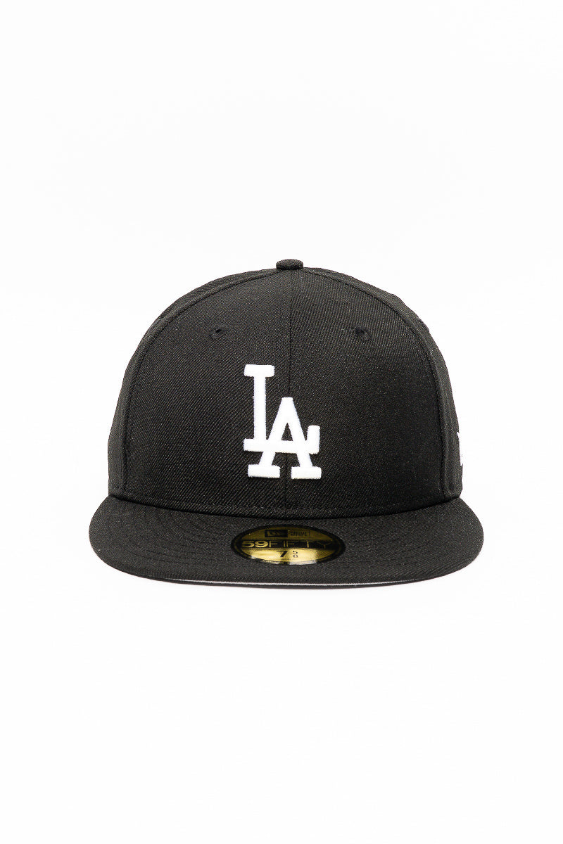 LA Dodgers 59Fifty Blk/Wht Fitted Cap