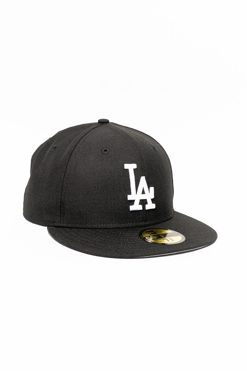 LA Dodgers 59Fifty Blk/Wht Fitted Cap