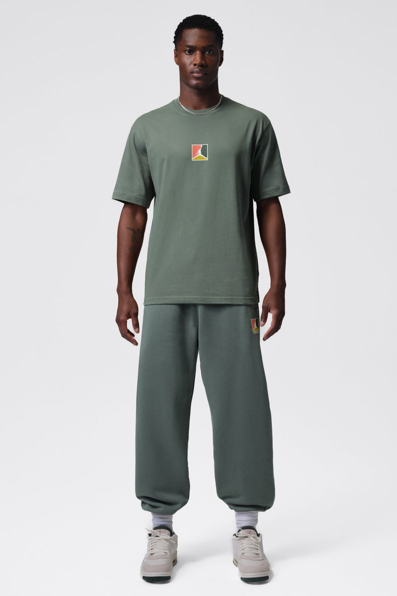 Jordan Brooklyn Back Logo Vintage Lichen T-Shirt - Mens