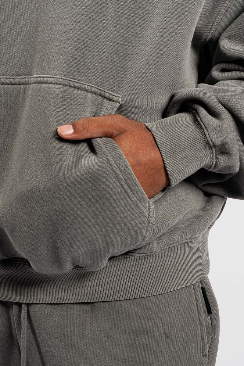 American Bodega Charcoal Embroided Sleeve Hoodie - Mens