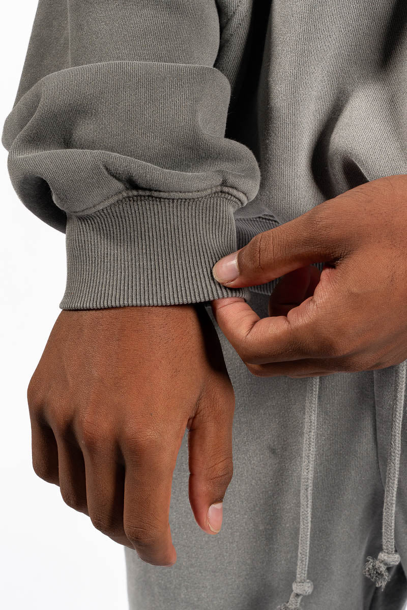 American Bodega Charcoal Embroided Sleeve Hoodie - Mens