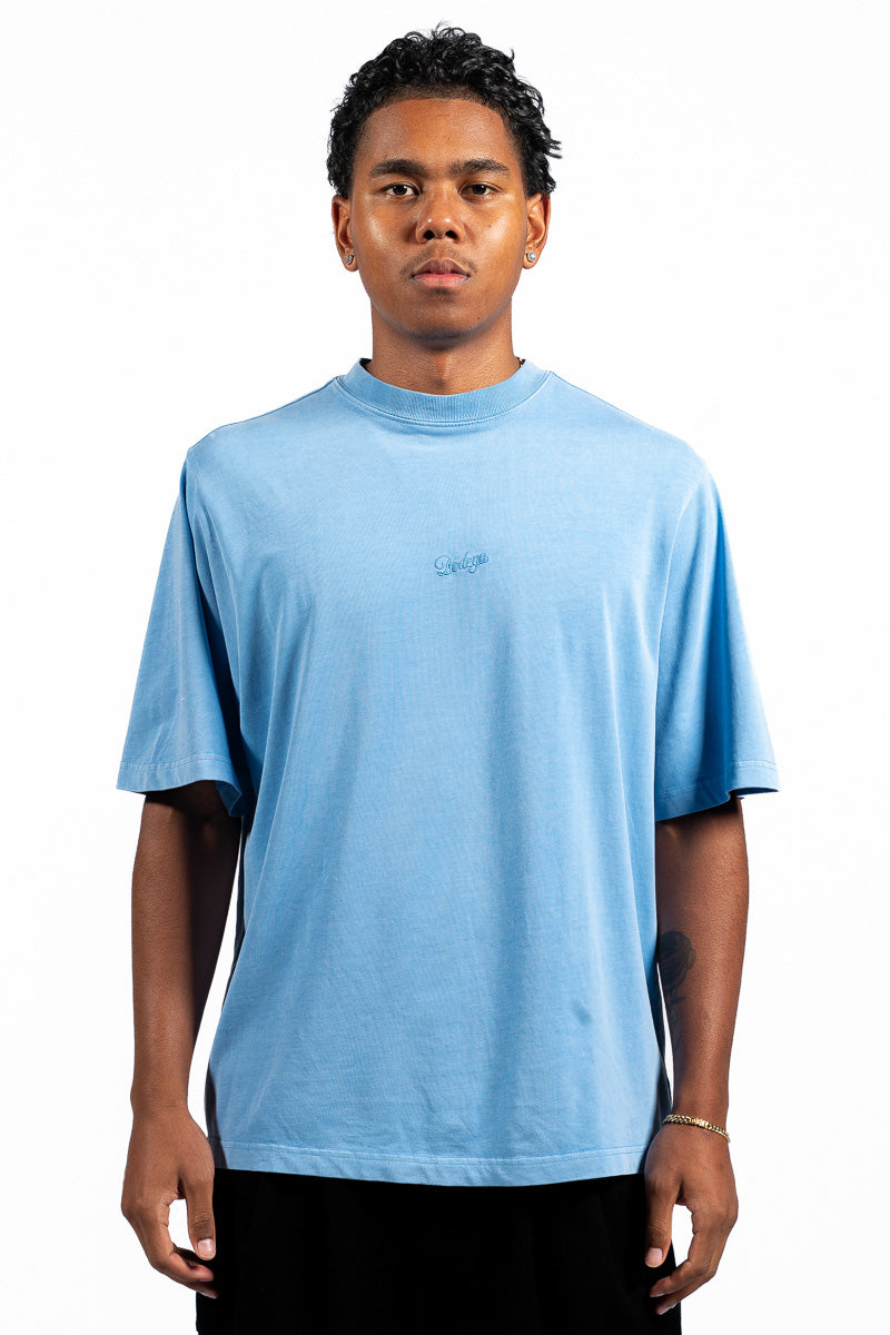 American Bodega Sky Blue Front Embroided Tee - Mens