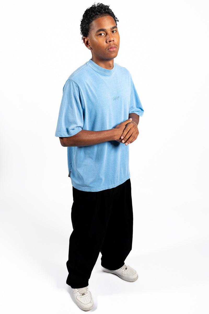 American Bodega Sky Blue Front Embroided Tee - Mens