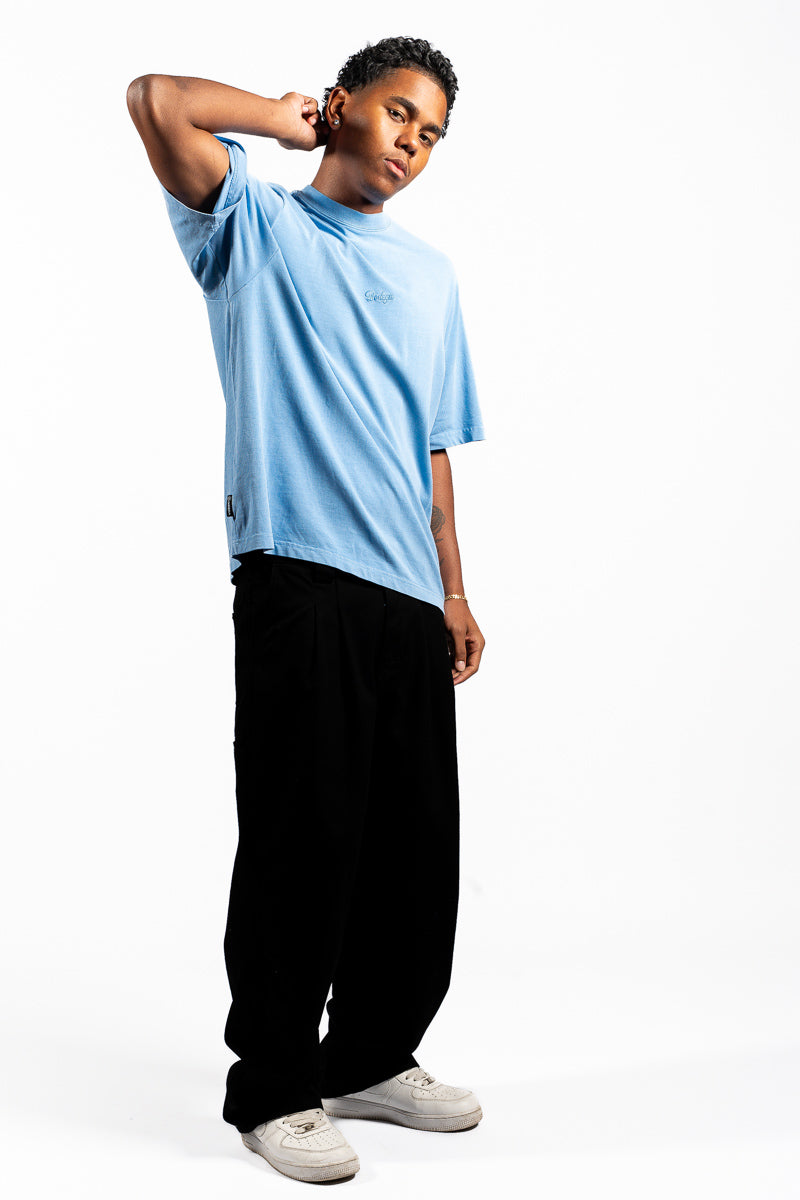 American Bodega Sky Blue Front Embroided Tee - Mens