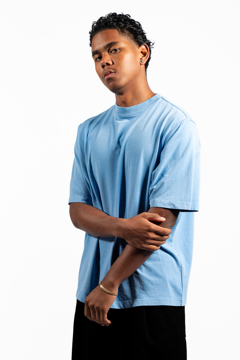 American Bodega Sky Blue Front Embroided Tee - Mens
