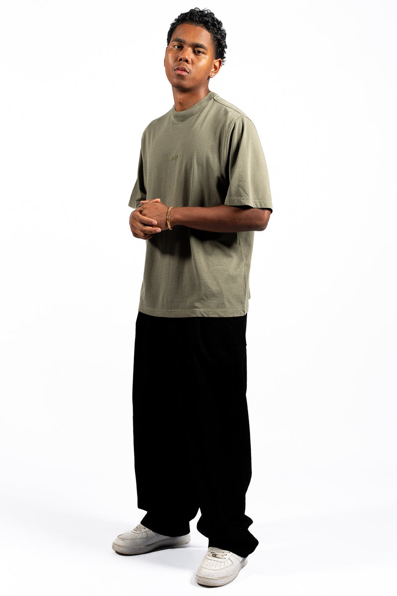 American Bodega Dark Olive Front Embroided Tee - Mens