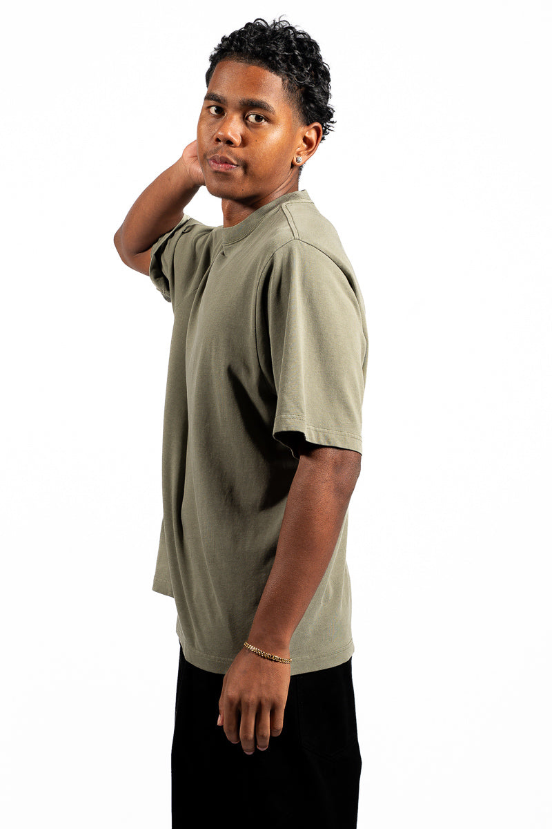 American Bodega Dark Olive Front Embroided Tee - Mens