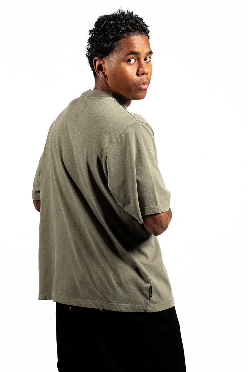 American Bodega Dark Olive Front Embroided Tee - Mens