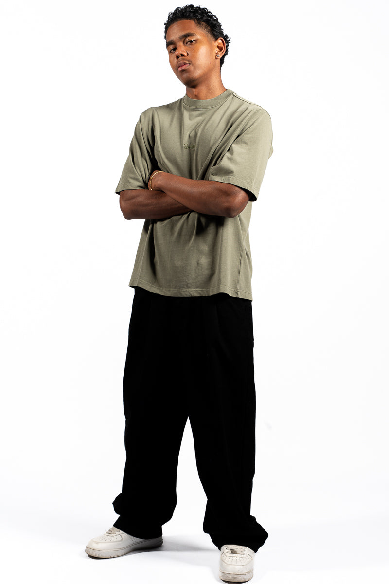American Bodega Dark Olive Front Embroided Tee - Mens