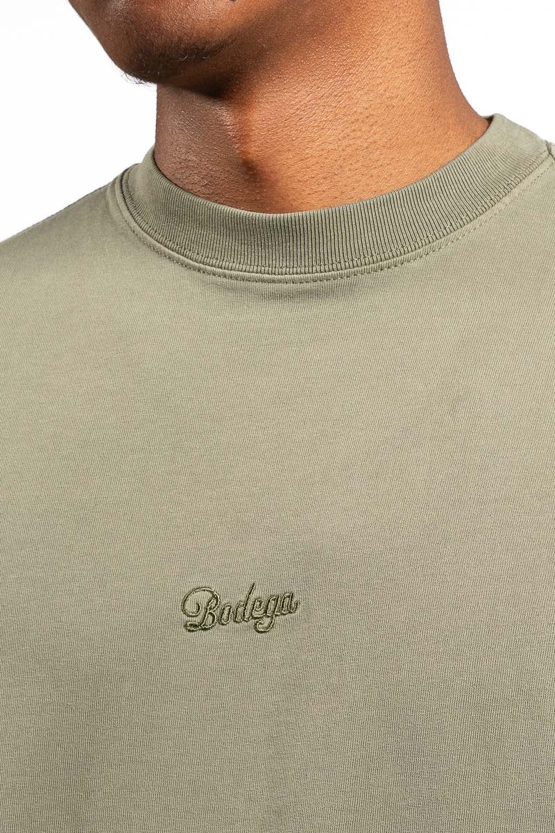 American Bodega Dark Olive Front Embroided Tee - Mens