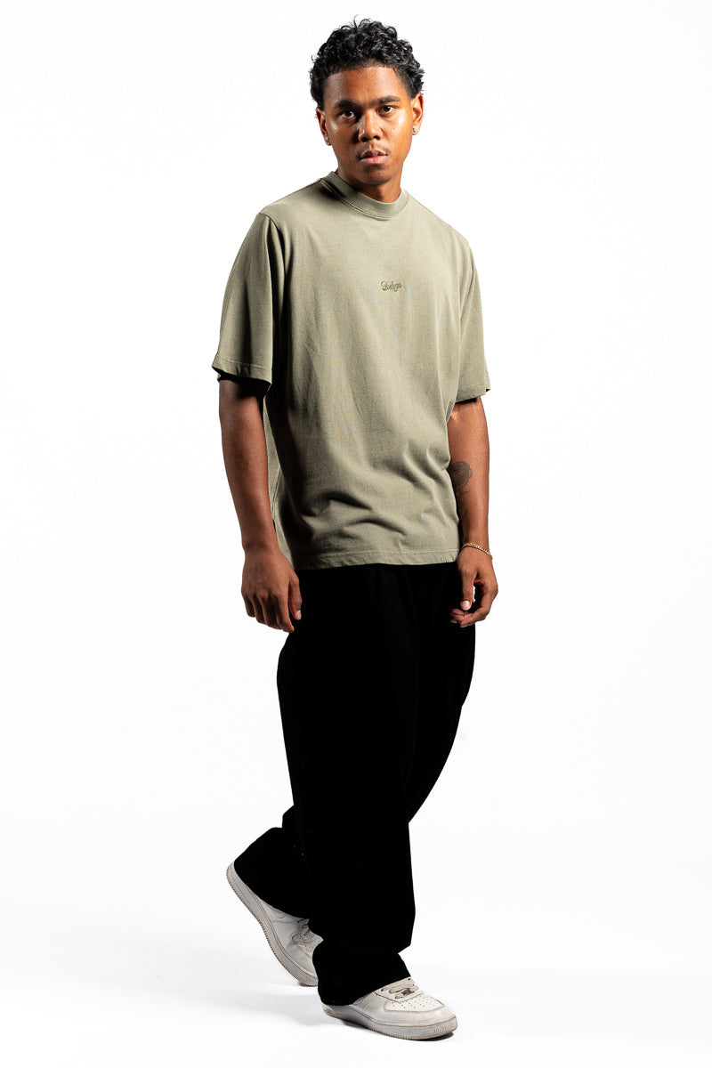 American Bodega Dark Olive Front Embroided Tee - Mens