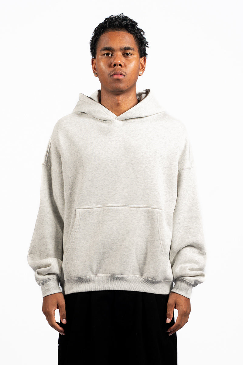 American Bodega White Marle Embroided Sleeve Hoodie - Mens
