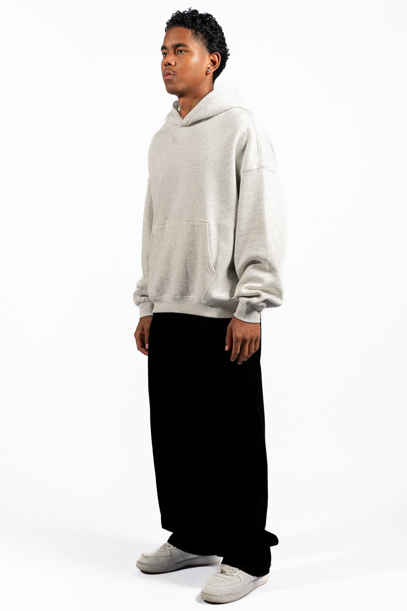 American Bodega White Marle Embroided Sleeve Hoodie - Mens