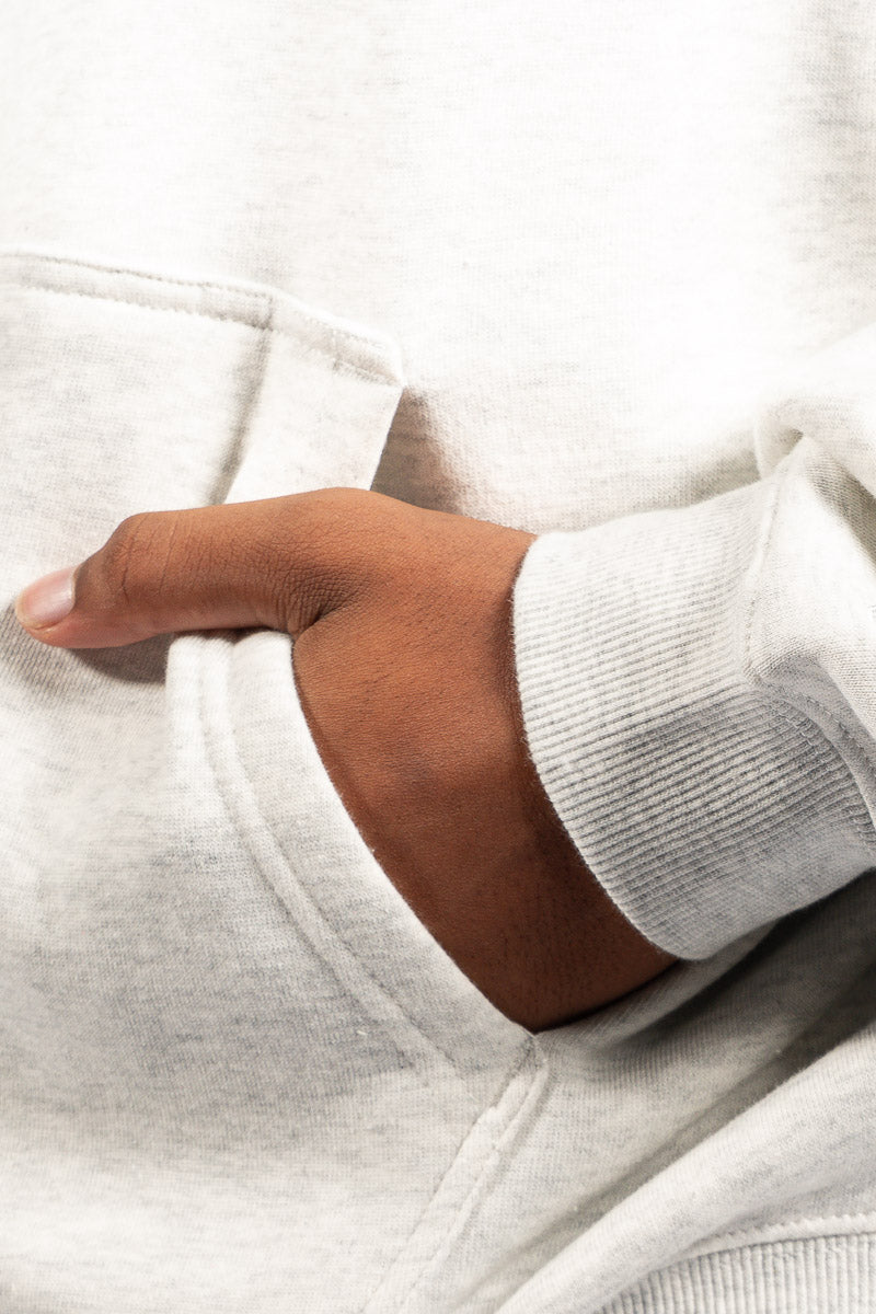 American Bodega White Marle Embroided Sleeve Hoodie - Mens
