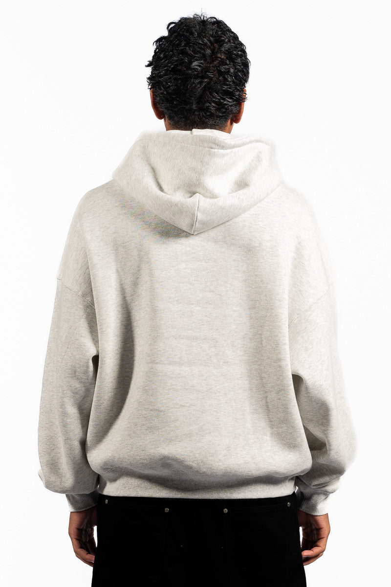 American Bodega White Marle Embroided Sleeve Hoodie - Mens