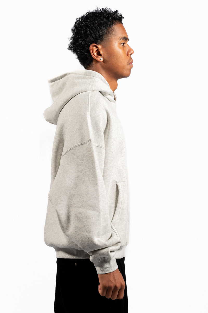 American Bodega White Marle Embroided Sleeve Hoodie - Mens