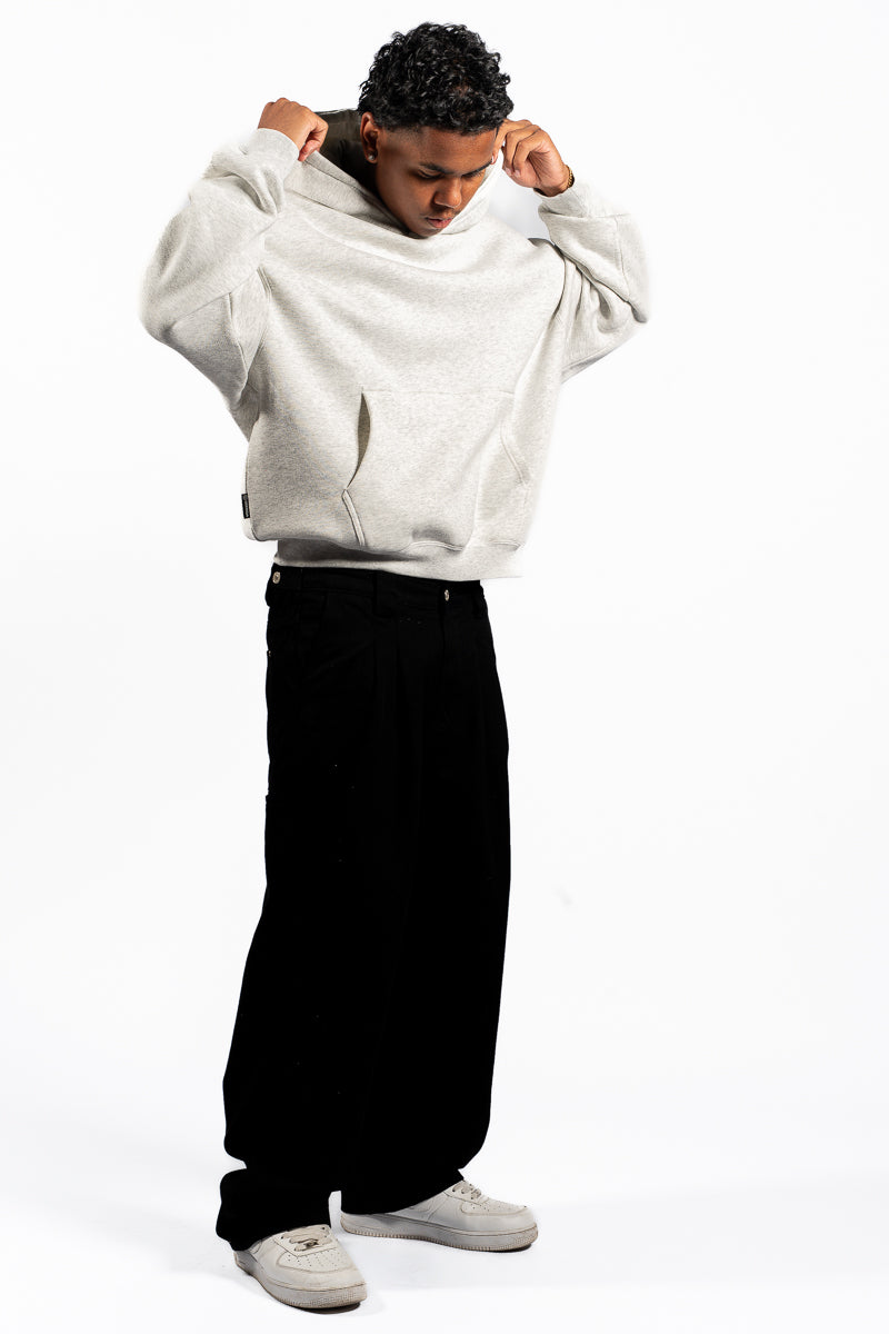 American Bodega White Marle Embroided Sleeve Hoodie - Mens