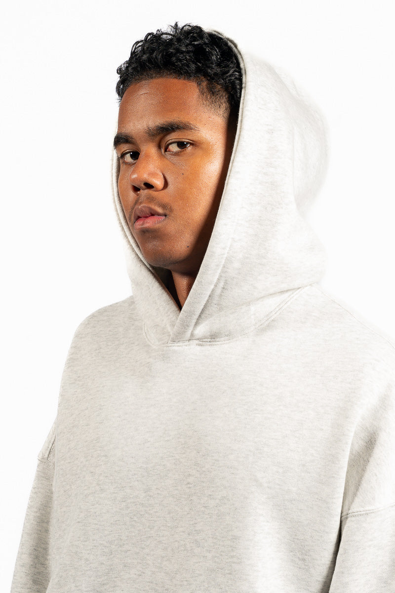 American Bodega White Marle Embroided Sleeve Hoodie - Mens