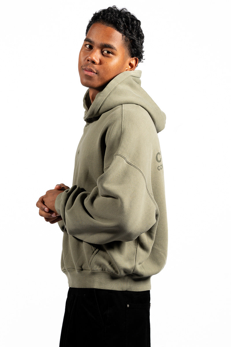 American Bodega Dark Olive Embroided Sleeve Hoodie - Mens