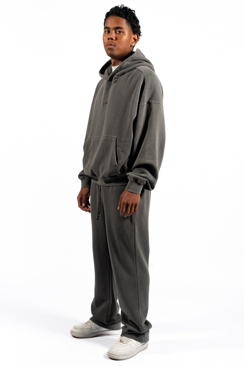 American Bodega Charcoal Embroided Sleeve Hoodie - Mens