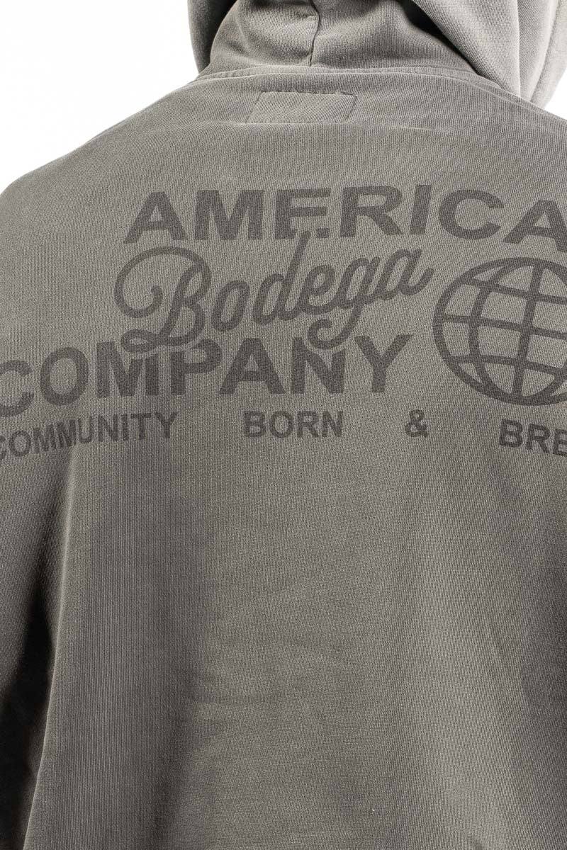American Bodega Charcoal Embroided Sleeve Hoodie - Mens
