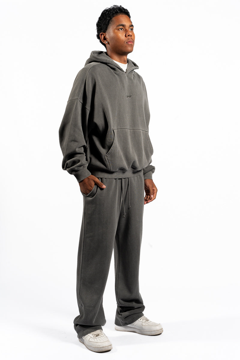 American Bodega Charcoal Embroided Sleeve Hoodie - Mens