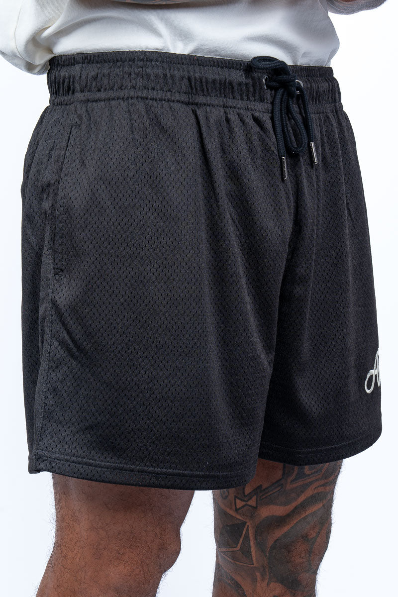 Bodega Script Lined Mesh Shorts - Black