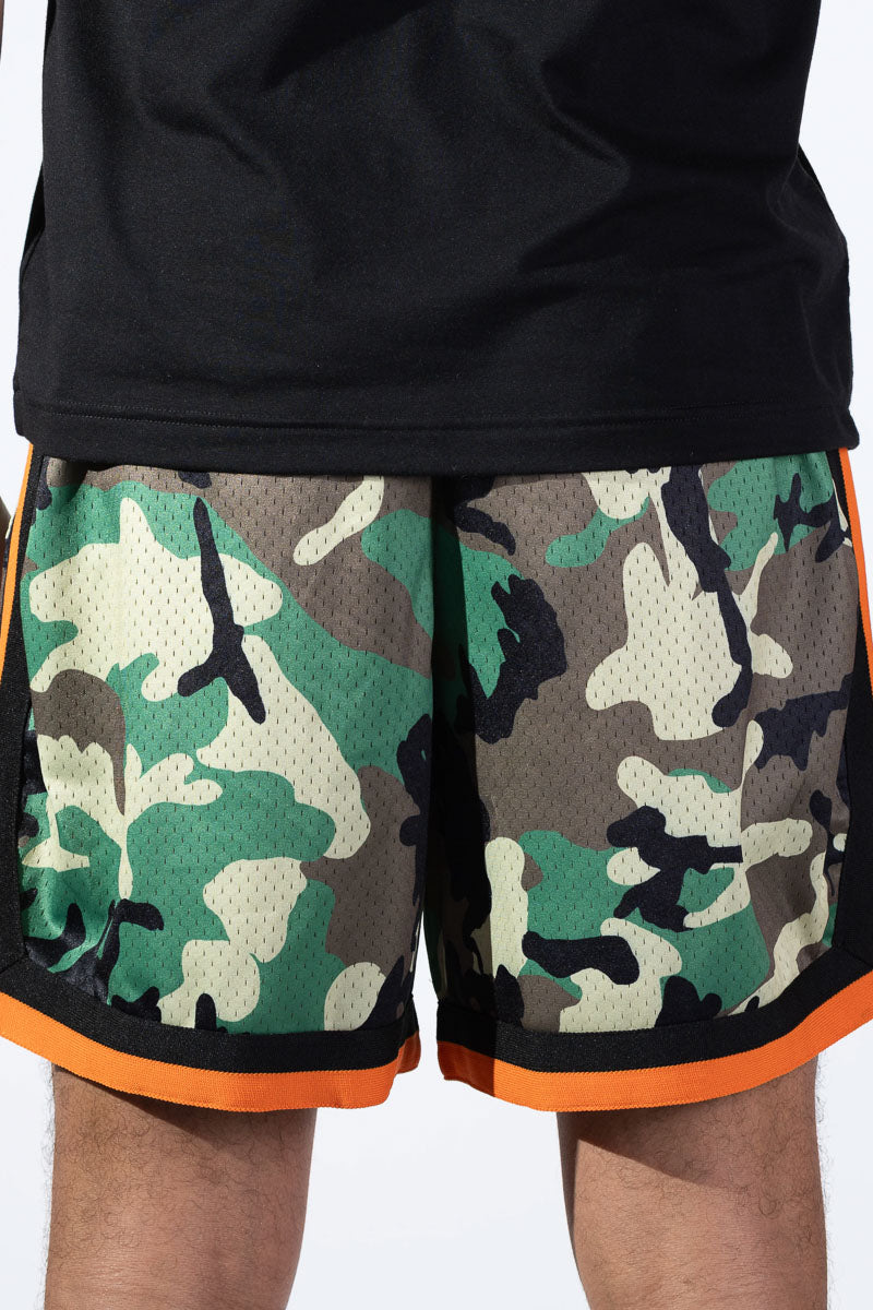 Deuce Vibe Camo Orange Shorts - Mens