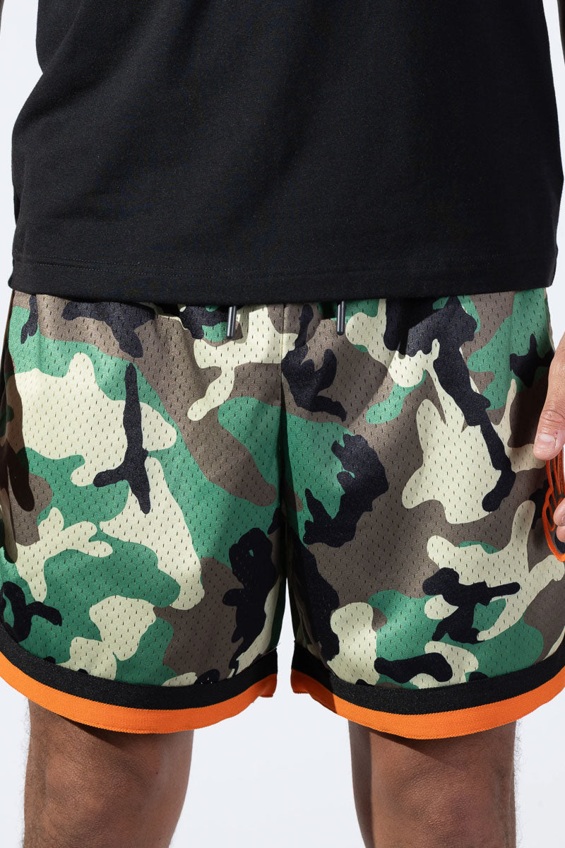 Deuce Vibe Camo Orange Shorts - Mens