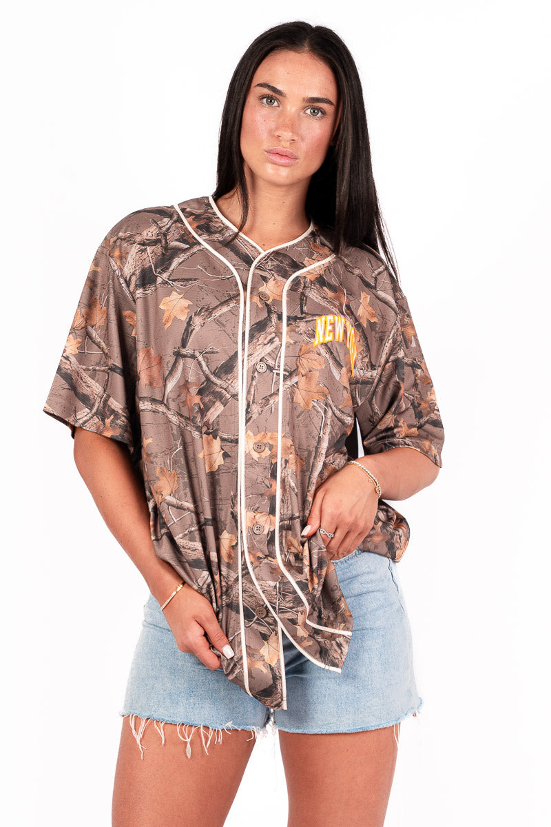 New York Yankees Urban Forest Button Up Jersey